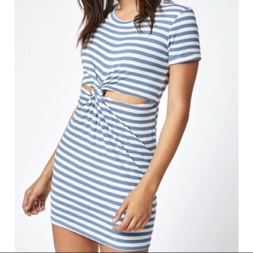 LA Hearts Navy and White Striped Cutout Dress